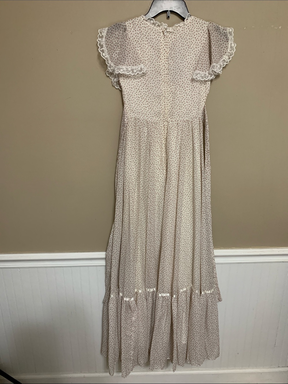 VTG GUNNE SAX Women’s Floral Pink Cream SZ 5 Maxi Dress Cottagecore Festival - Picture 2 of 16